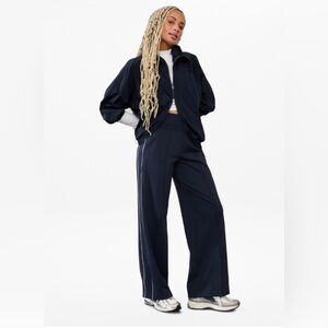 NWOT-Athleta  Navy/White Venice High Rise Track Stripe Wide Leg, Small